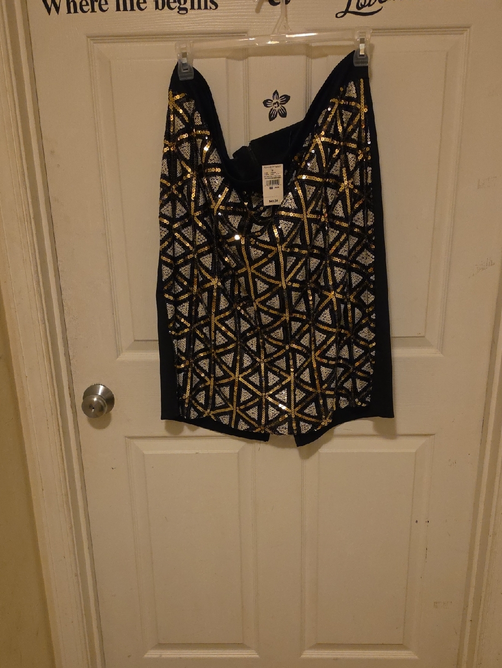 Ashley Stewart Black Skirt with Gold & Silver Geometric Sequins